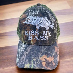 Embroidered Camouflage 'Kiss My Bass' Hat - Adjustable Men's Fishing Lover Hat